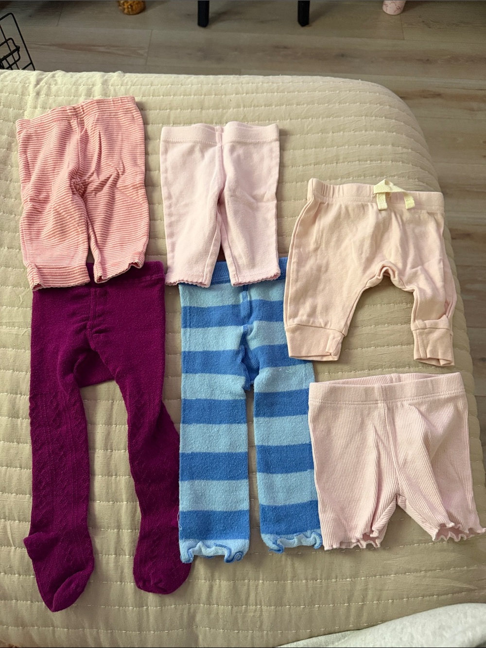 Baby Cotton Leggings & Tights Bundle in Pink, Blue & Purple